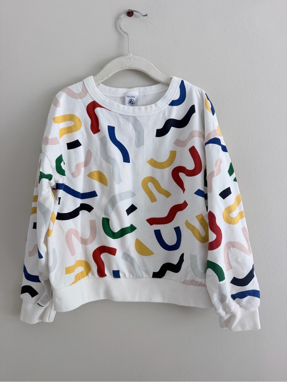 Petit Bateau White Abstract Print Crewneck Sweatshirt